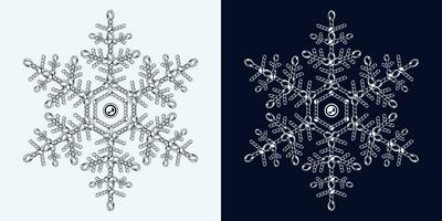 Fancy monochrome snowflake made of jewelry chains vector