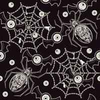 Horrible halloween pattern with monsters, spider vector