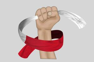 3D Flag on ribbon in hand photo