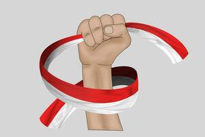 3D Flag on ribbon in hand photo