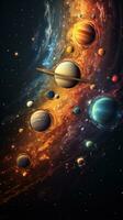 Planets in our solar system with vibrant colors photo