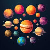 Planets in our solar system with vibrant colors photo