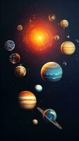 Planets in our solar system with vibrant colors photo