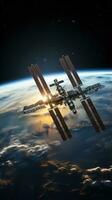 internacional espacio estación orbital encima tierra foto