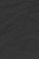 Black clean crumpled paper background. Vertical crumpled empty paper template for posters and banners. Vector illustration