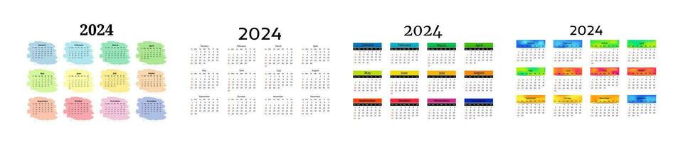 Calendar for 2024 isolated on a white background vector