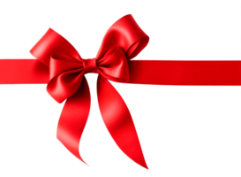 Red ribbon and bow isolated on transparent background. Generative AI png