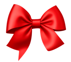 Red ribbon bow isolated on transparent background. Generative AI png