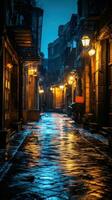 Moody, atmospheric alleyways and backstreets at night photo