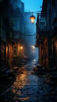 Moody, atmospheric alleyways and backstreets at night photo