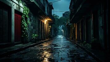 Moody, atmospheric alleyways and backstreets at night photo