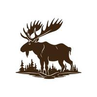 minimal and abstract moose logo elk icon deer silhouette reindeer vector standing caribou shape