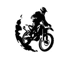 Motocross logo design motocross extreme sport with mountain nature concept vector