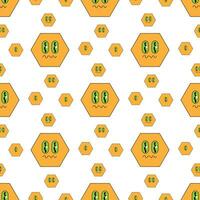 Geometric seamless psychedelic groovy pattern. different shapes. hexagon vector