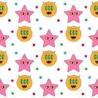 Geometric seamless psychedelic groovy pattern. different shapes vector