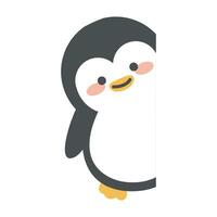 linda adorable pingüino con blanco bandera vector