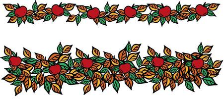 Red apple garland. hand drawn vector illustration. Autumn harvest illustration