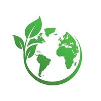 Go green earth. Leaf and earth ecology vector mark