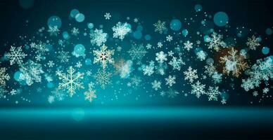 nieve en invierno de cerca. macro imagen de copos de nieve, invierno Navidad fiesta antecedentes - ai generado imagen foto