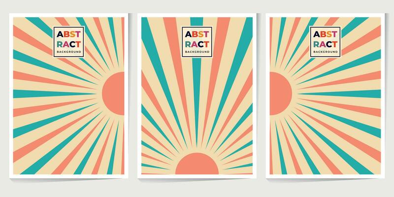 Abstract groovy seamless pattern. Sunburst, swirl, geometric, waves with funny happy daisy retro color for vintage vibes poster. Flat vector background isolated.