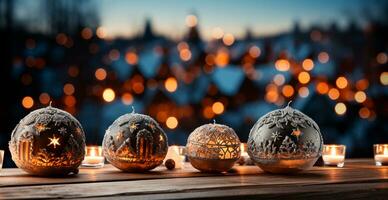 Navidad ardiente vela, borroso bokeh fondo, nuevo año - ai generado imagen foto