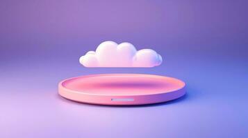 3D purple cloud icon minimal style, cloud computing online service, digital technology security concept, Generative AI illustration photo