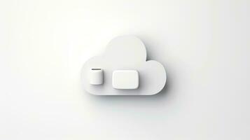 3D white cloud icon minimal style, cloud computing online service, digital technology security concept, Generative AI illustration photo