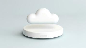 3D white cloud icon minimal style, cloud computing online service, digital technology security concept, Generative AI illustration photo