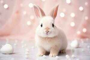 Close-up of cute rabbit with beautiful bokeh background, Generative AI illustration photo