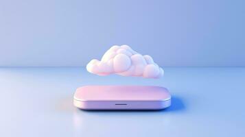 3D purple cloud icon minimal style, cloud computing online service, digital technology security concept, Generative AI illustration photo