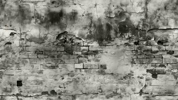 Old black white brick wall background, abstract texture pattern backdrop , Generative AI illustration photo