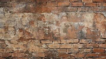 Old red brick wall background, abstract texture pattern backdrop, Generative AI illustration photo