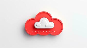 3D red white cloud icon minimal style, cloud computing online service, digital technology security concept, Generative AI illustration photo