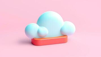 3D cloud icon minimal style, cloud computing online service, digital technology security concept, Generative AI illustration photo