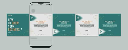 Set Of Carousel Post Template, Editable carousel post, social media carousel post for business. vector