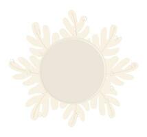 Round frame with foliage, sun with rays in the form of leaves, light beige color vector illustration