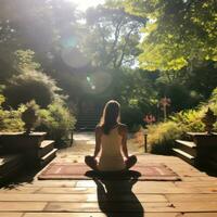 yoga y meditación en un pacífico ajuste foto