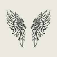 Vector hand drawn wing illustration