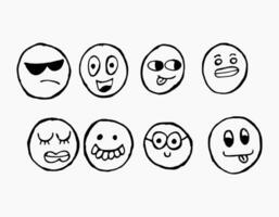 Hand-drawn of weird emoticon with black. Creative ilustration that suitable for sticker and cover book or note. Isolated on white background, weird vector