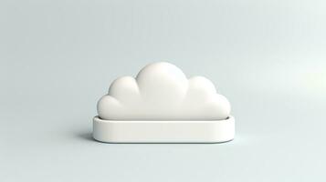 3d blanco nube icono mínimo estilo, nube informática en línea servicio, digital tecnología seguridad concepto, generativo ai ilustración foto