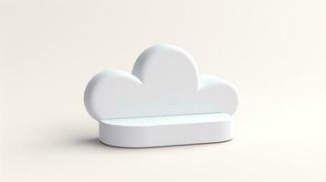 3D white cloud icon minimal style, cloud computing online service, digital technology security concept, Generative AI illustration photo