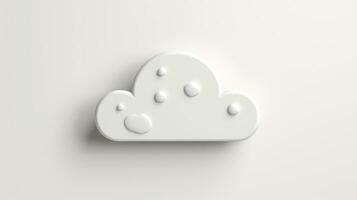 3D white cloud icon minimal style, cloud computing online service, digital technology security concept, Generative AI illustration photo