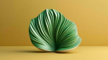3d mockup leaf of tree and plant. Ecology, bio and natural products concept, Close up view of leaves composition, minimal style, Generative AI illustration photo