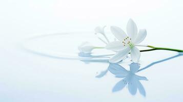 Beautiful flower blooming branch over the water with reflection in a pond, close-up with soft focus, Generative AI illustration photo