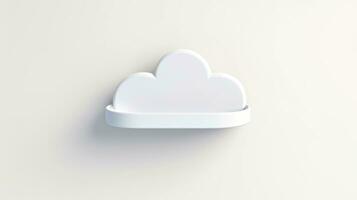 3D white cloud icon minimal style, cloud computing online service, digital technology security concept, Generative AI illustration photo