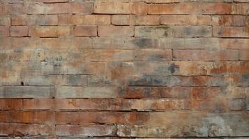 Old red brick wall background, abstract texture pattern backdrop, Generative AI illustration photo