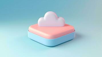 3D cloud icon minimal style, cloud computing online service, digital technology security concept, Generative AI illustration photo