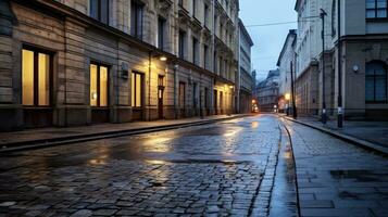 clásico arquitectura y urbano carreteras, vacío la carretera en el ciudad, generativo ai ilustración foto