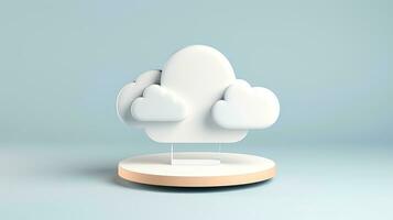 3D white cloud icon minimal style, cloud computing online service, digital technology security concept, Generative AI illustration photo