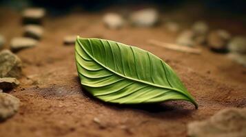 3d Bosquejo hoja de árbol y planta. ecología, bio y natural productos concepto, cerca arriba ver de hojas composición, mínimo estilo, generativo ai ilustración foto